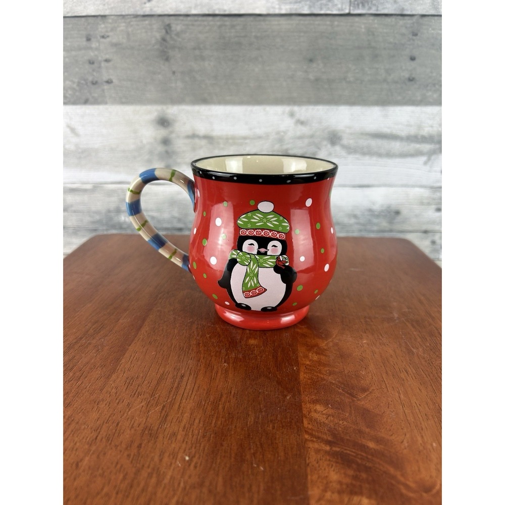 Penguin TEMPTATIONS  Winter Whimsy Xmas Holiday Coffee Tea Mug   14 oz